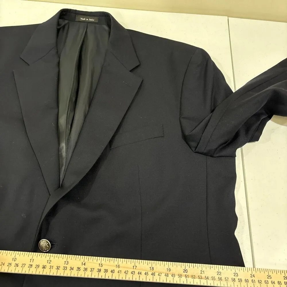 Michael Kors Navy Blue 100% Wool Blazer 46R Sport Coat Silver Crest Academia
